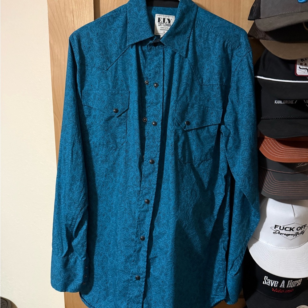 Ely Cattleman Teal Western Shirt